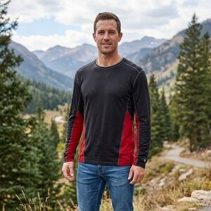 Smartwool Merino Wool 150 Base Layer Long-Sleeve Shirt Black Red Size XL
